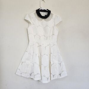 Givh Shyh Sheer Lace Style | Faux Pearl Lined Collar | Korean Fashion Dress sz 4
